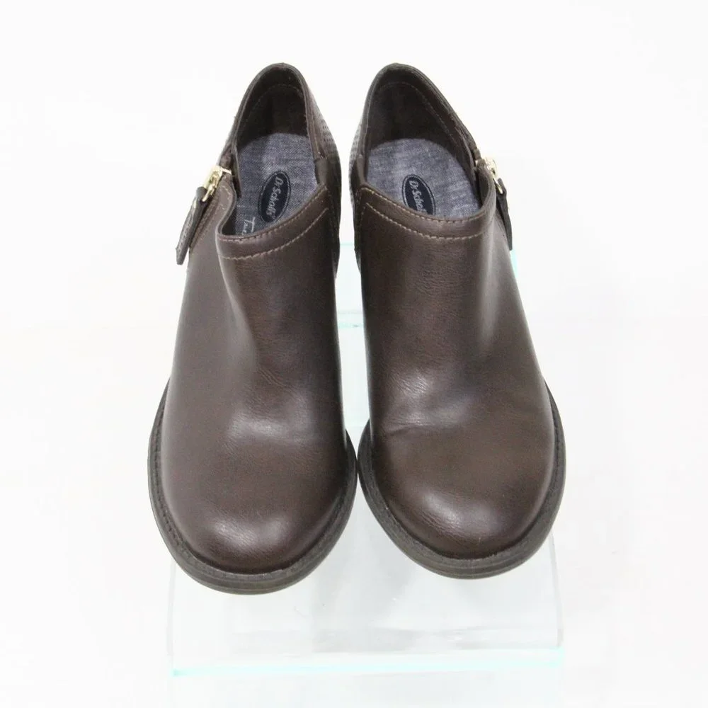 Dr. Scholl's Brown Booties sz 6 Women Faux Leather Boots Block Heel